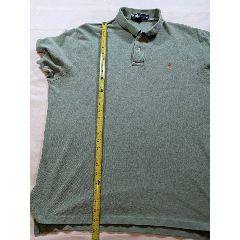 Vtg Polo Ralph Lauren S/S Shirt Mens XL Sage Green Pique Cotton Pony EUC